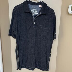 Men’s Tommy Bahama Men's Dark Gray Polo Shirt large good condition